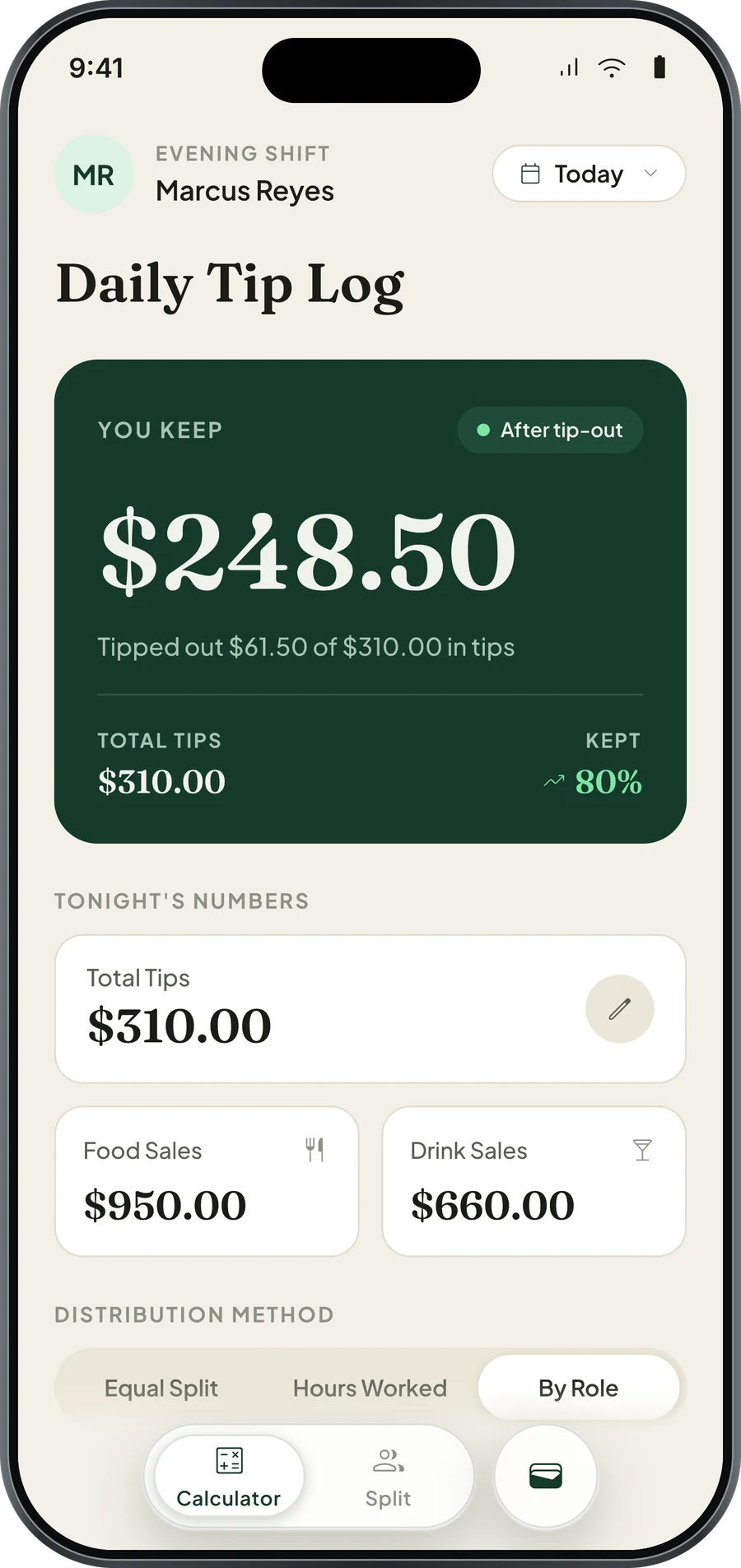 TeamTipOut — The tip log, and what you keep after the tip-out